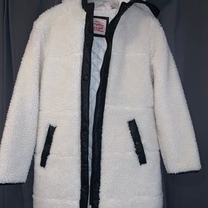 White fluffy Levi Coat